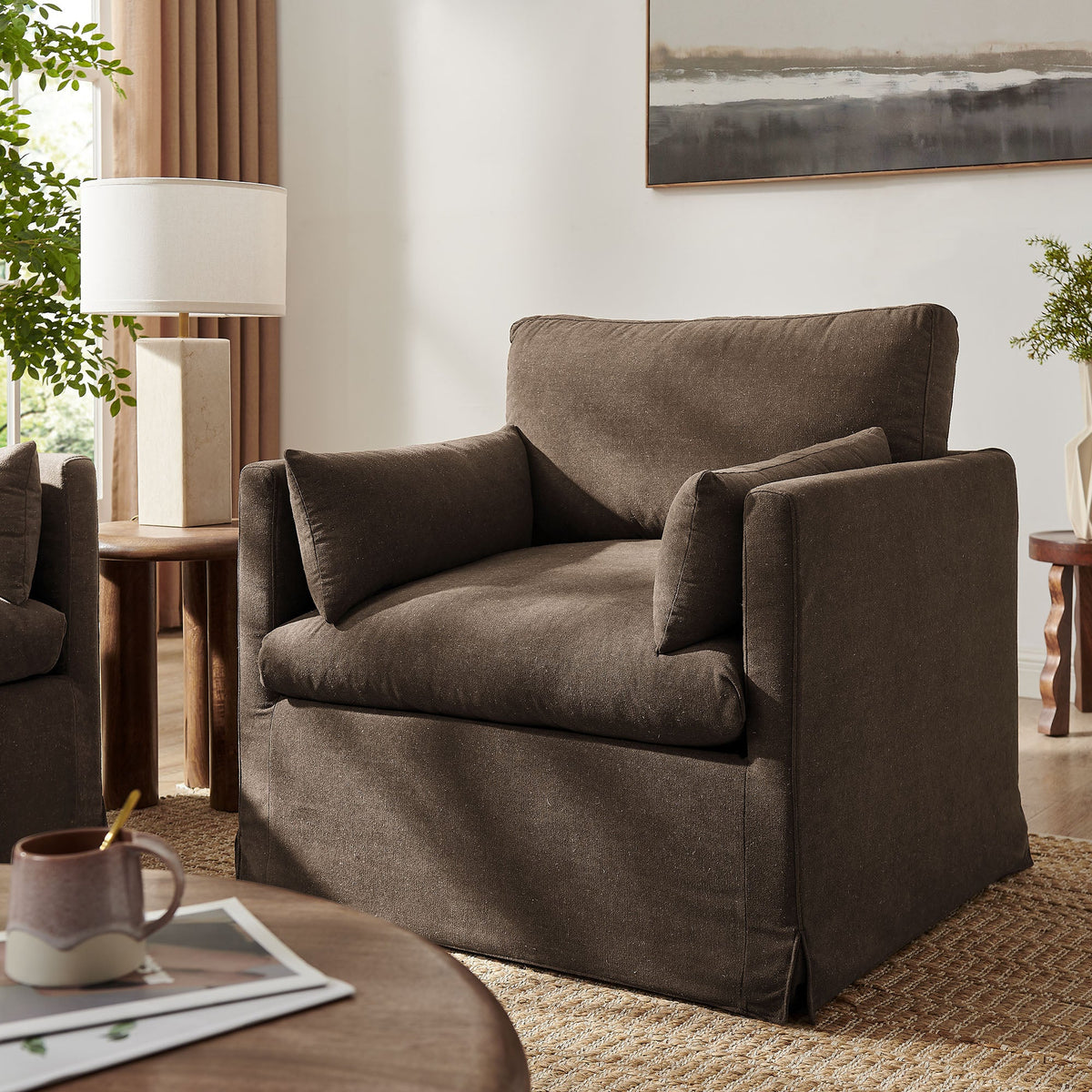 Wellfleet Slipcovered Linen-Blend Armchair