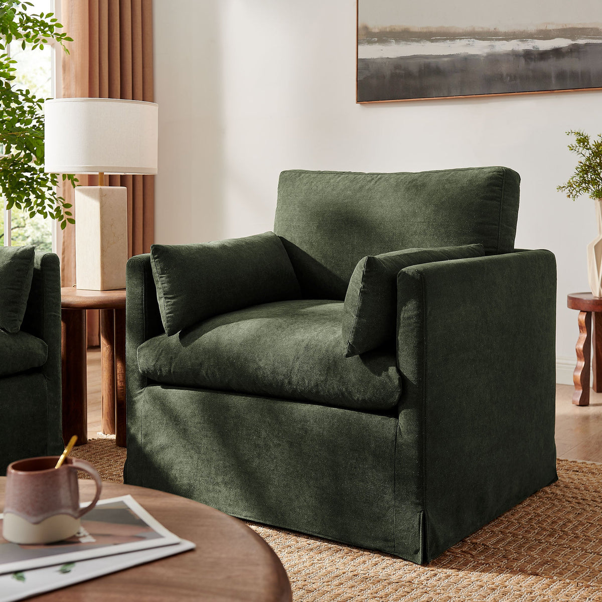 Wellfleet Slipcovered Linen-Blend Armchair