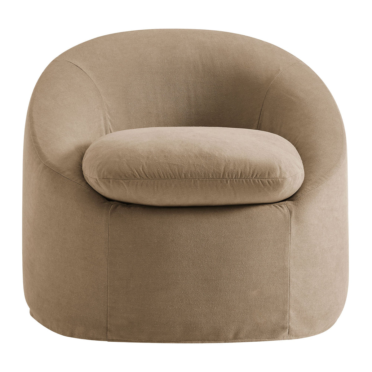 Sadie Slipcovered Linen-Blend Round Accent Chair
