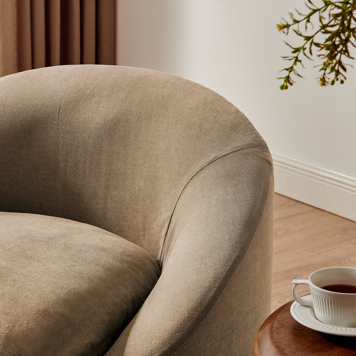 Sadie Slipcovered Linen-Blend Round Accent Chair