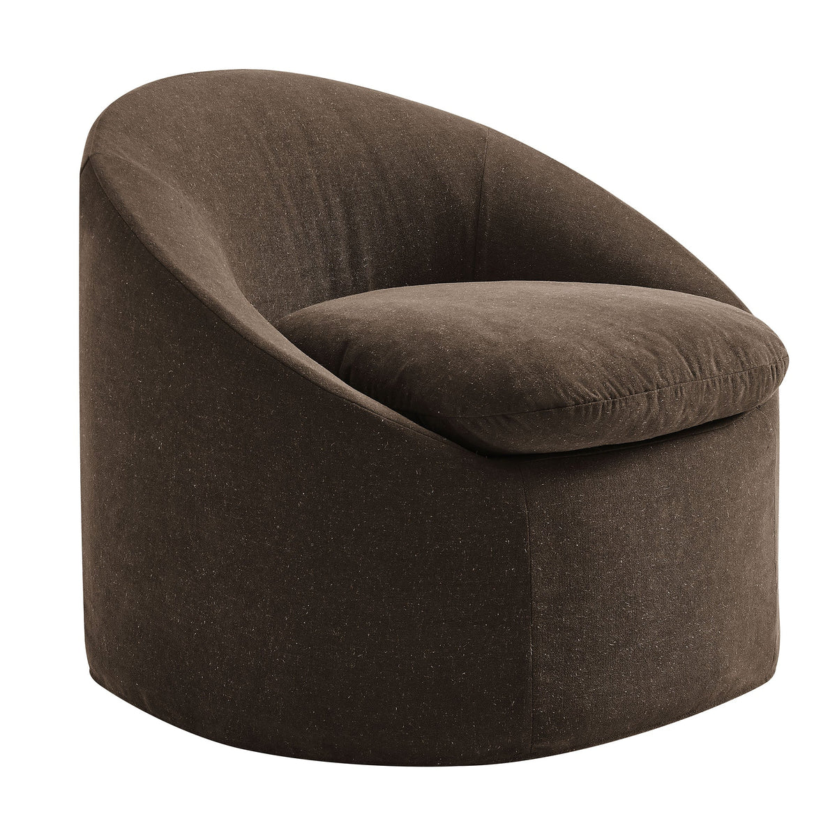 Sadie Slipcovered Linen-Blend Round Accent Chair