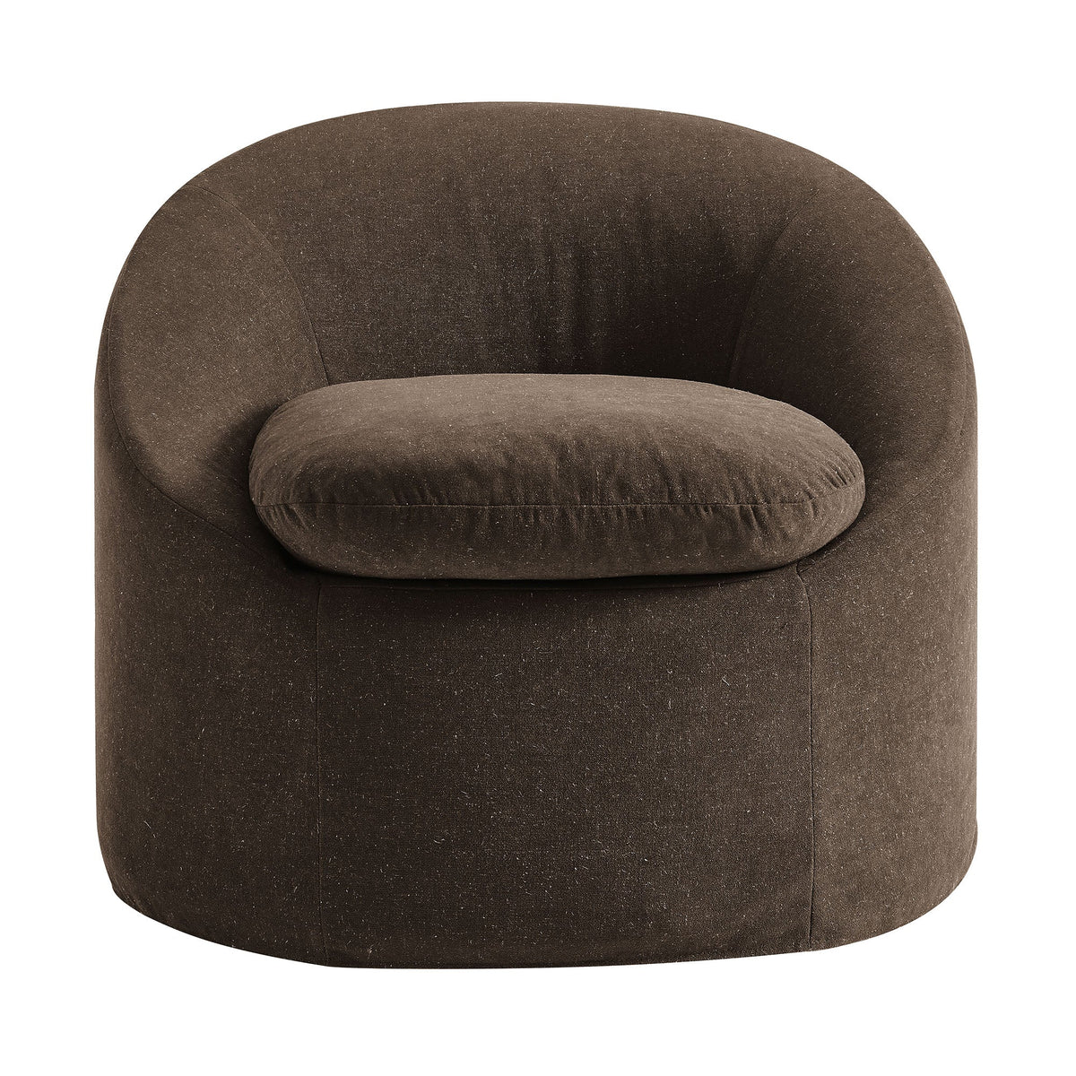 Sadie Slipcovered Linen-Blend Round Accent Chair