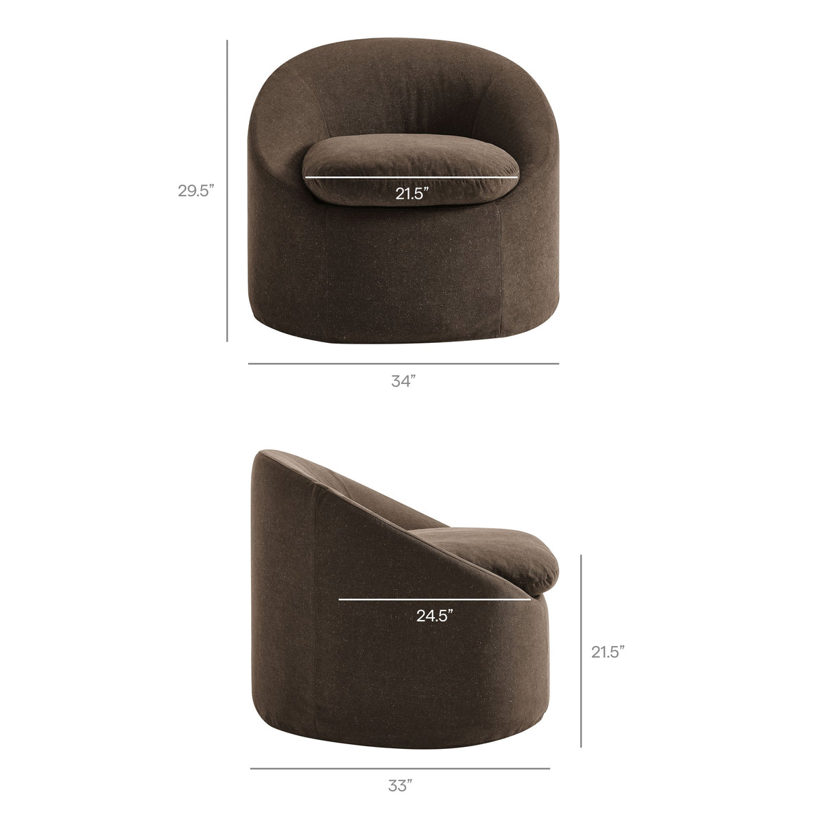 Sadie Slipcovered Linen-Blend Round Accent Chair