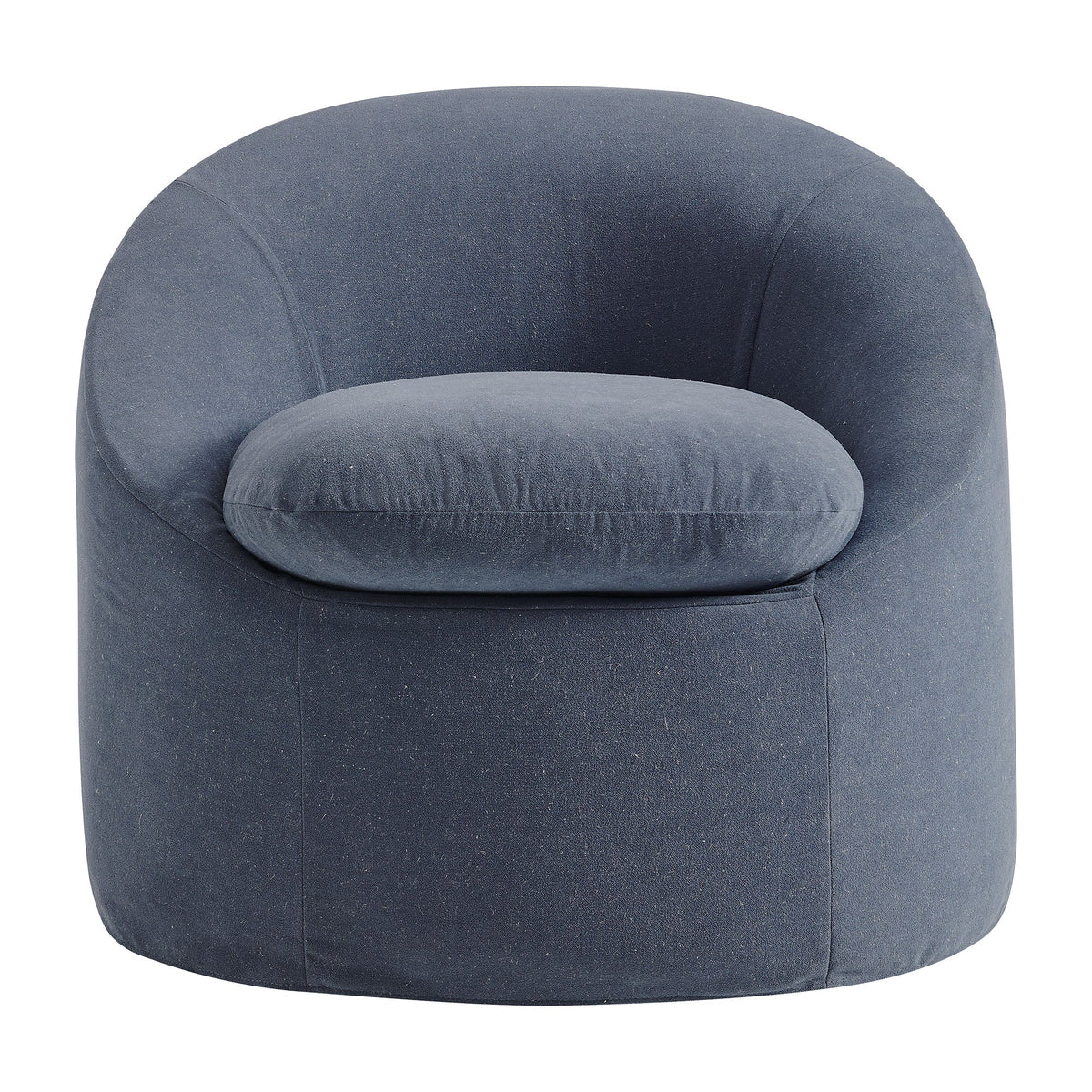 Sadie Slipcovered Linen-Blend Round Accent Chair