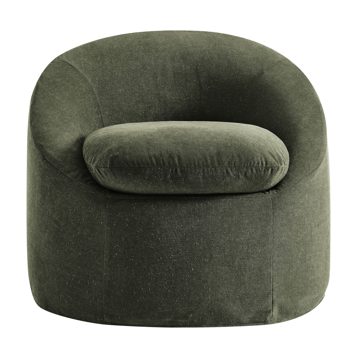 Sadie Slipcovered Linen-Blend Round Accent Chair