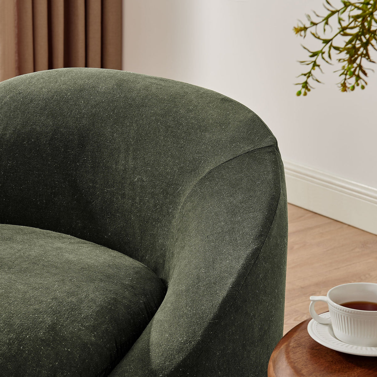 Sadie Slipcovered Linen-Blend Round Accent Chair