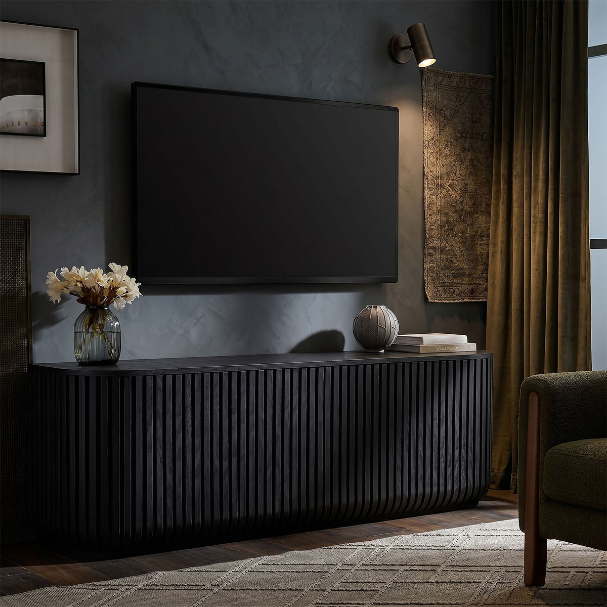 Fortitude 75" Curved Sideboard Storage Cabinet