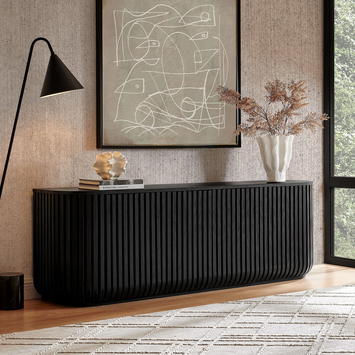 Fortitude 75" Curved Sideboard Storage Cabinet