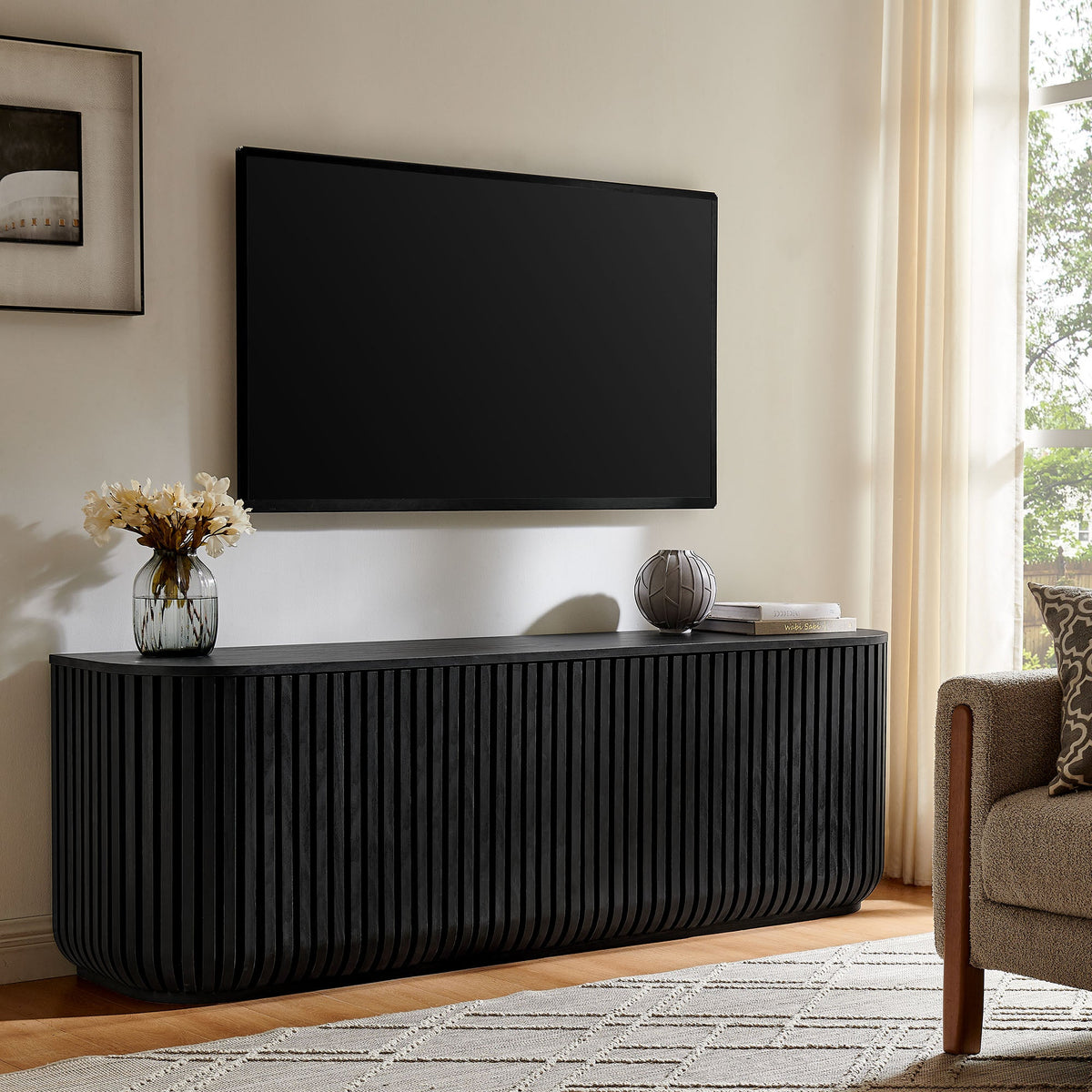 Fortitude 75" Curved Sideboard Storage Cabinet