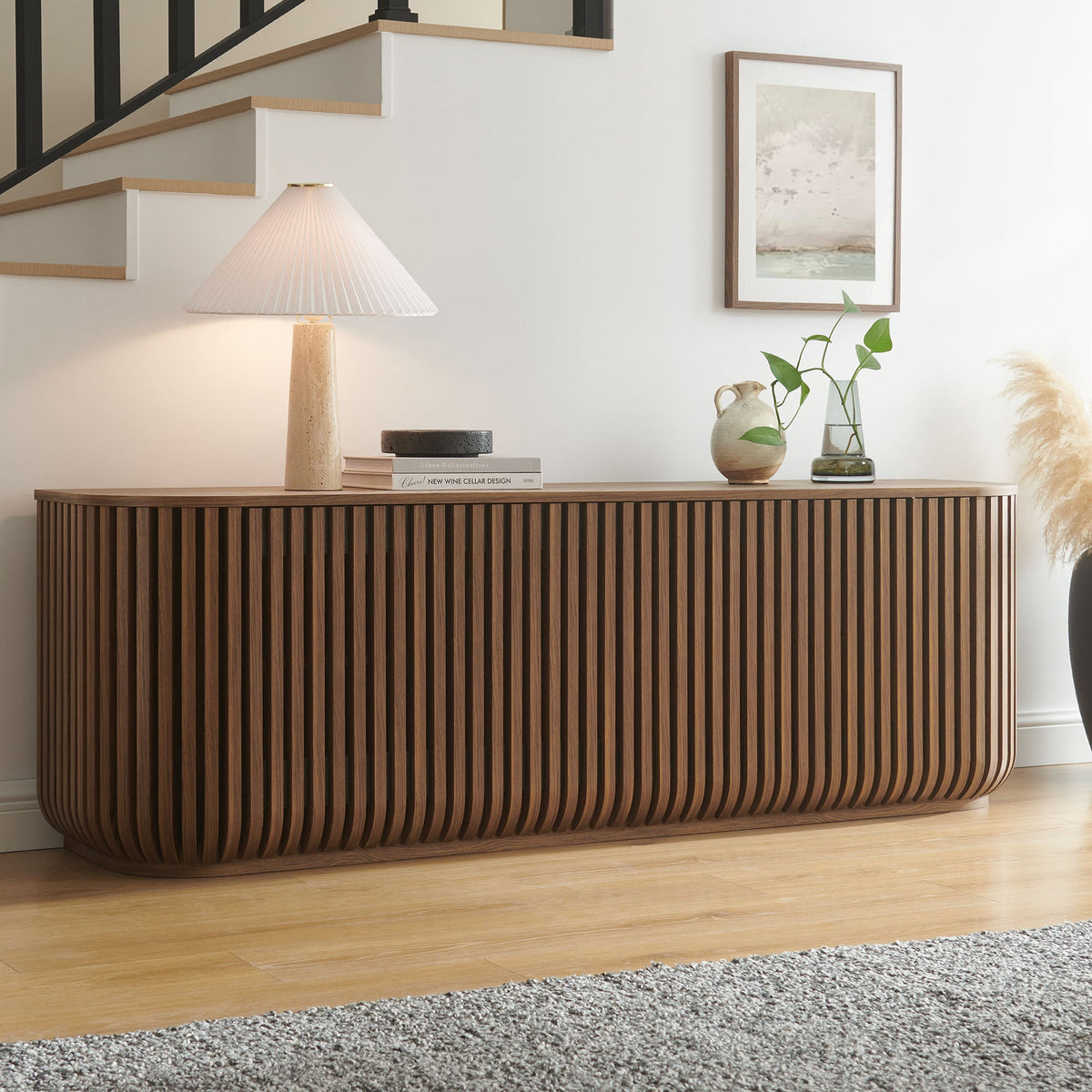 Fortitude 75" Curved Sideboard Storage Cabinet