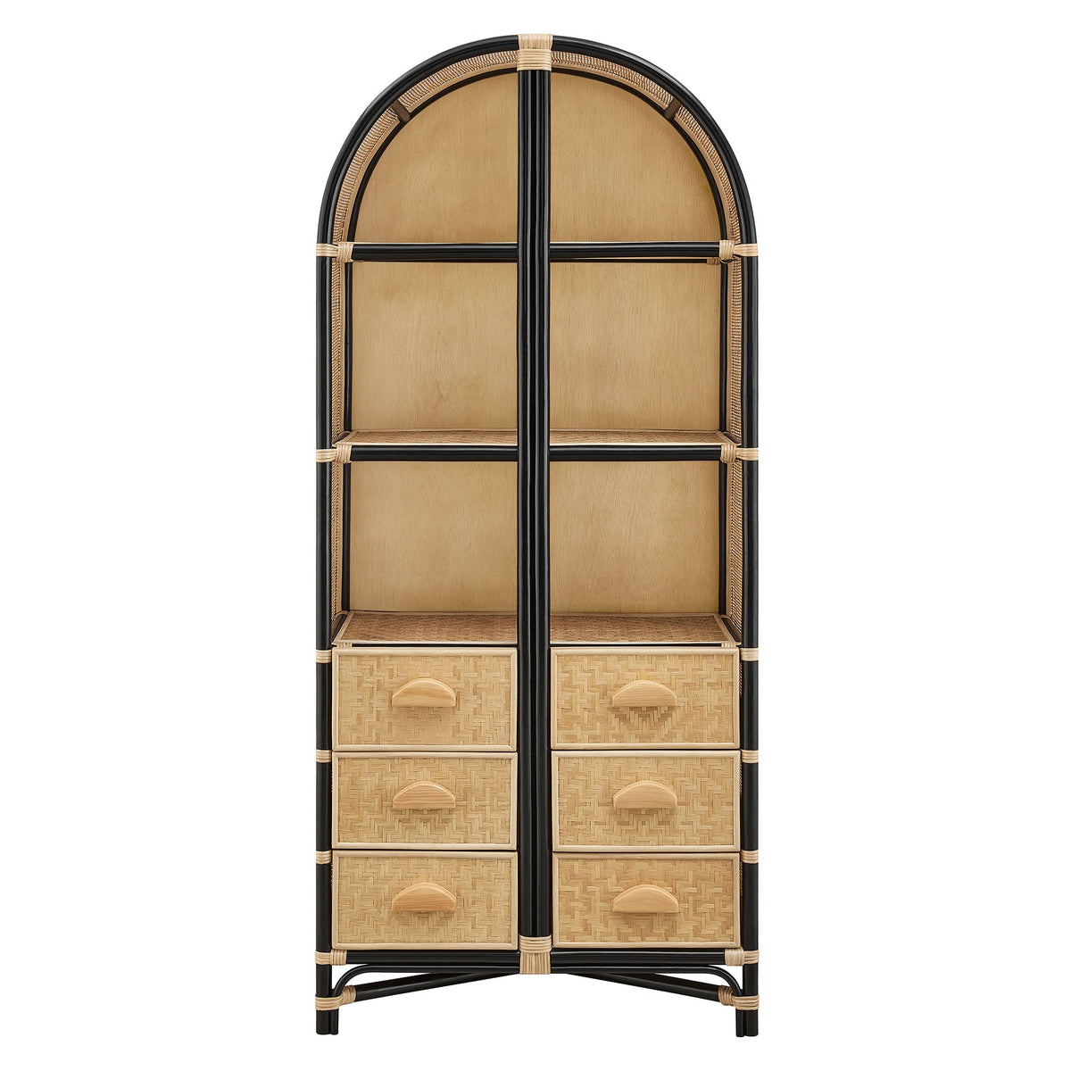 Jane 71 Inch Tall Arched Natural Rattan Bookshelf