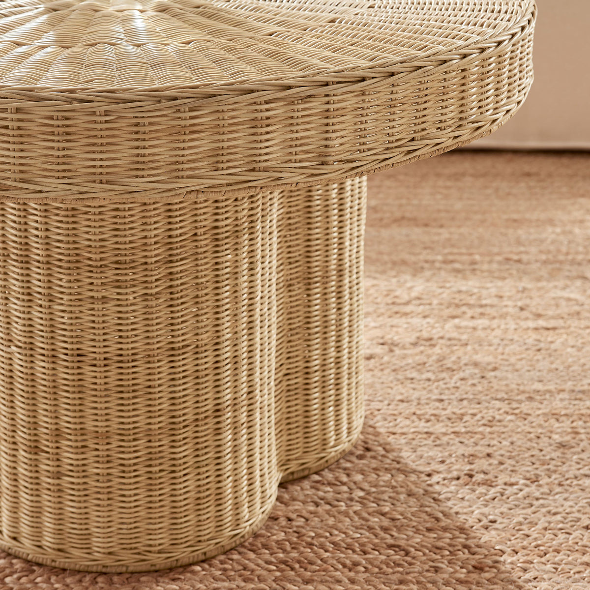 Ainsley 32 Inch Round Natural Rattan Coffee Table - view 5