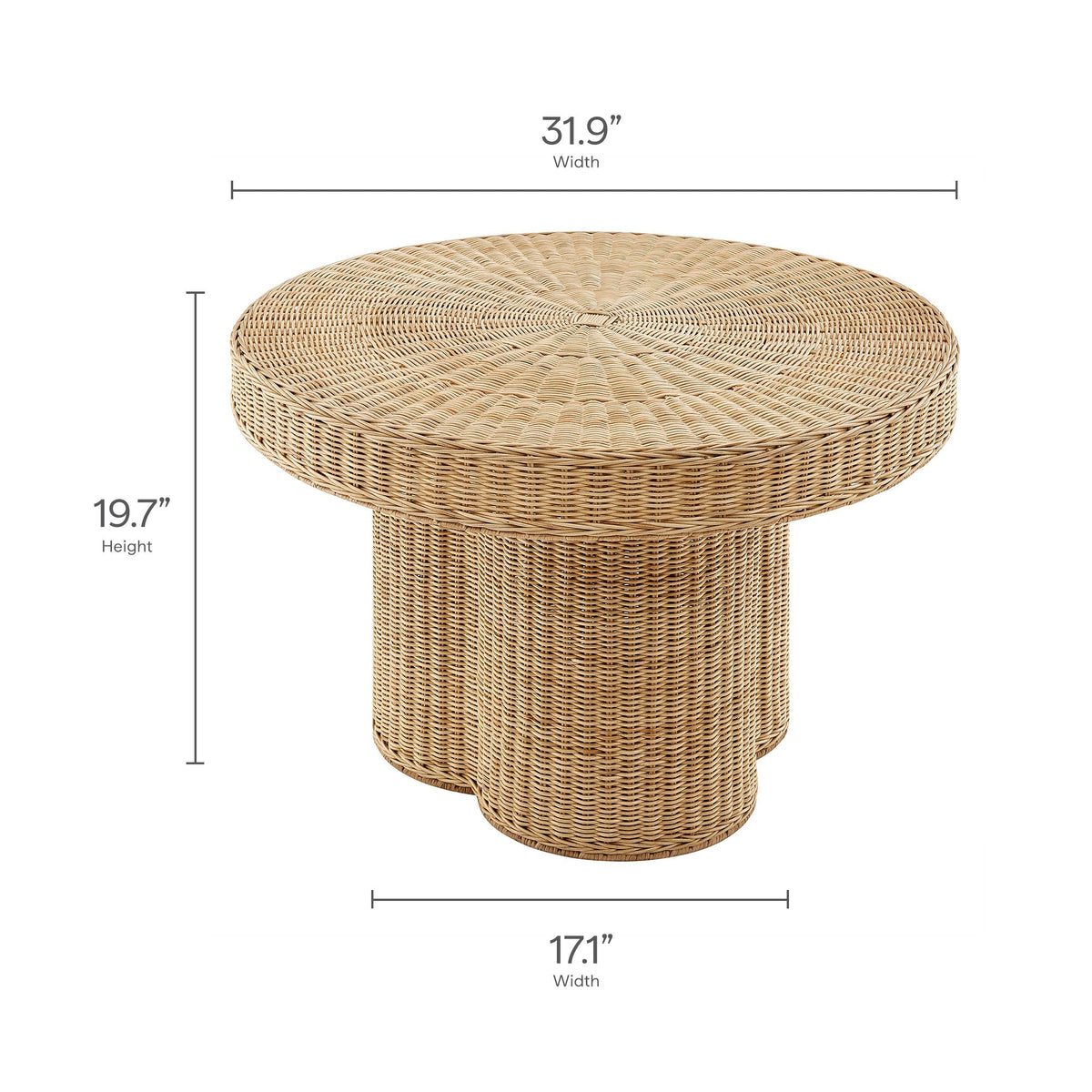 Ainsley 32 Inch Round Natural Rattan Coffee Table - view 8