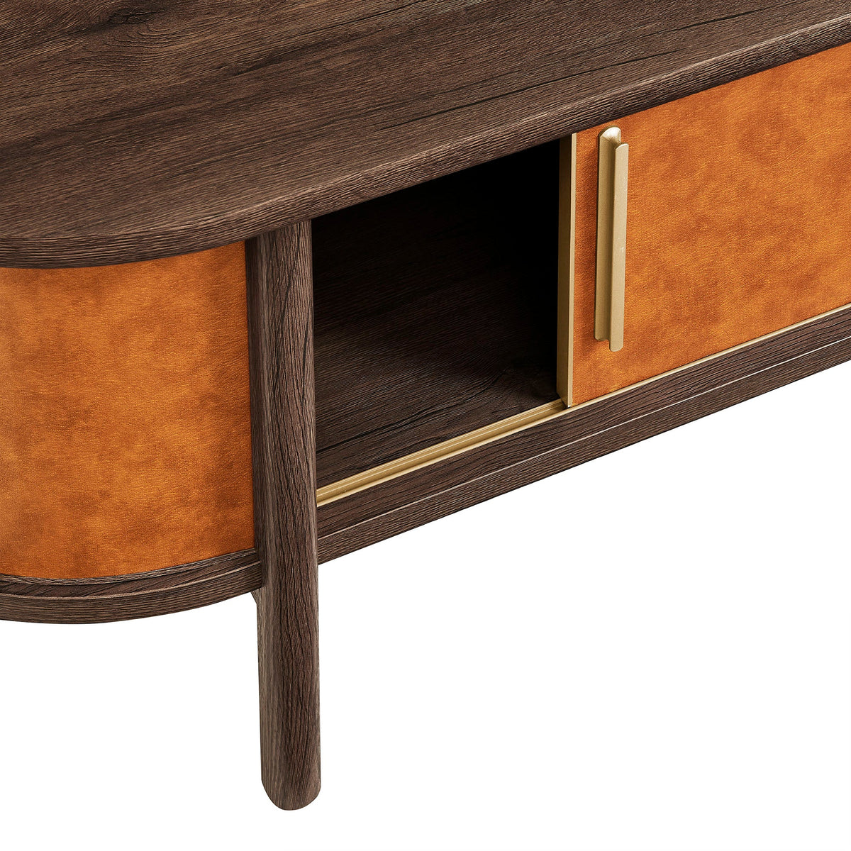 Coralie Curved Vegan Leather Oval Coffee Table
