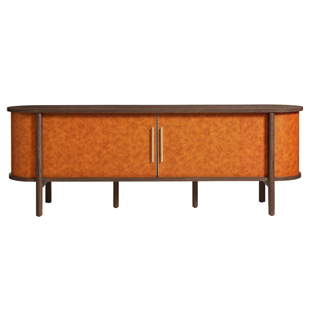 Coralie Curved 71" Vegan Leather Oval TV Stand