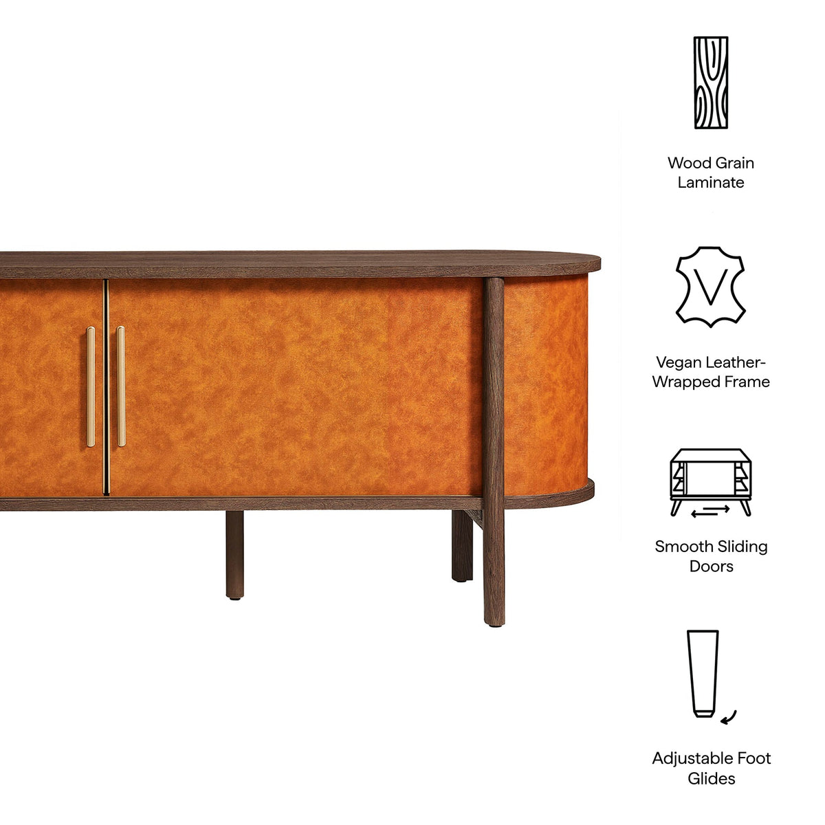 Coralie Curved 71" Vegan Leather Oval TV Stand