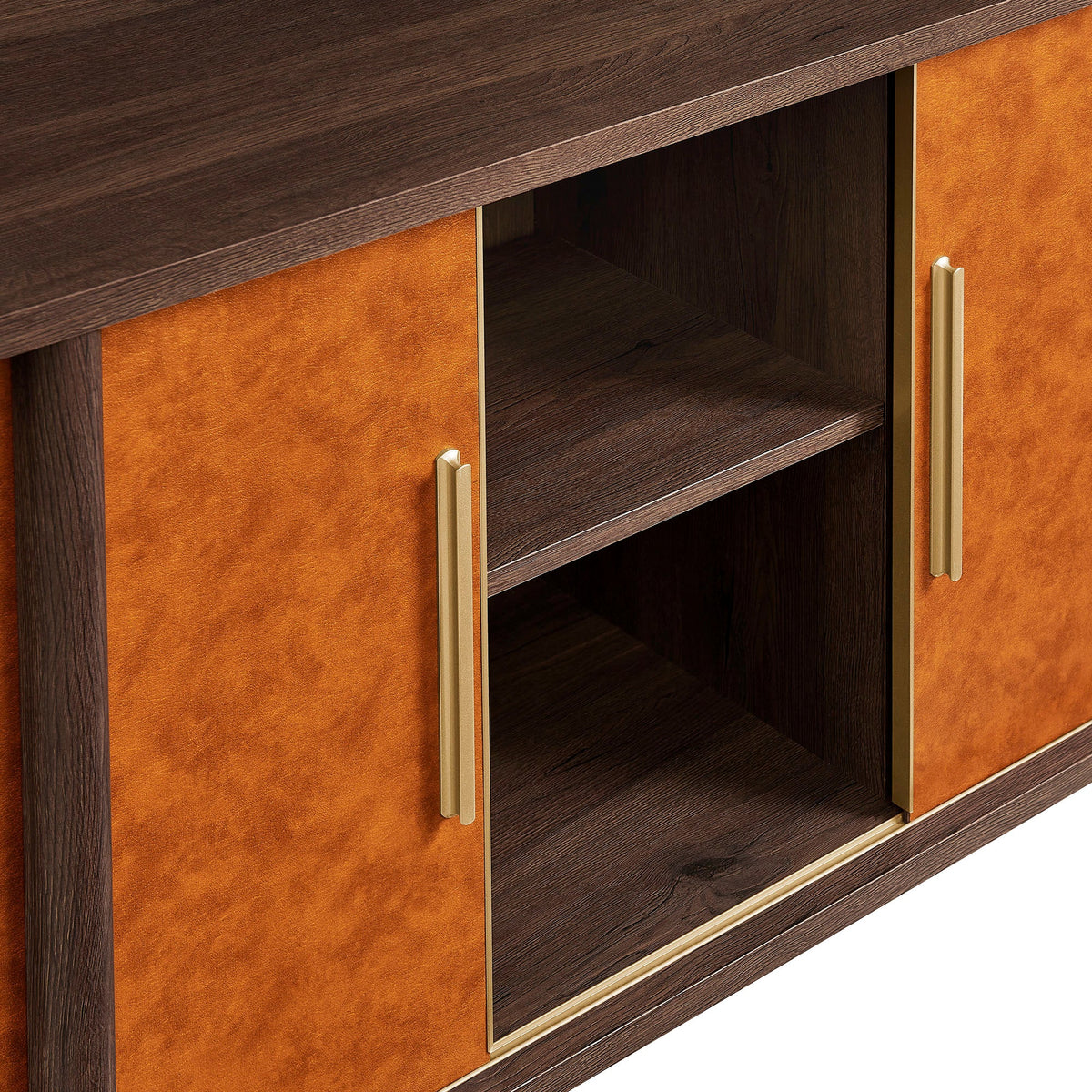 Coralie Curved Vegan Leather Oval Sideboard