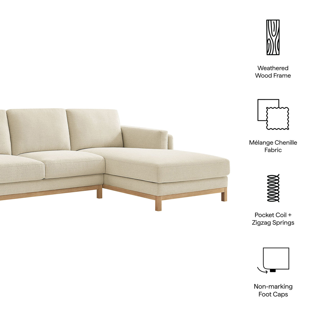 Roscoe Right-Facing Fabric Sectional Sofa with Chaise