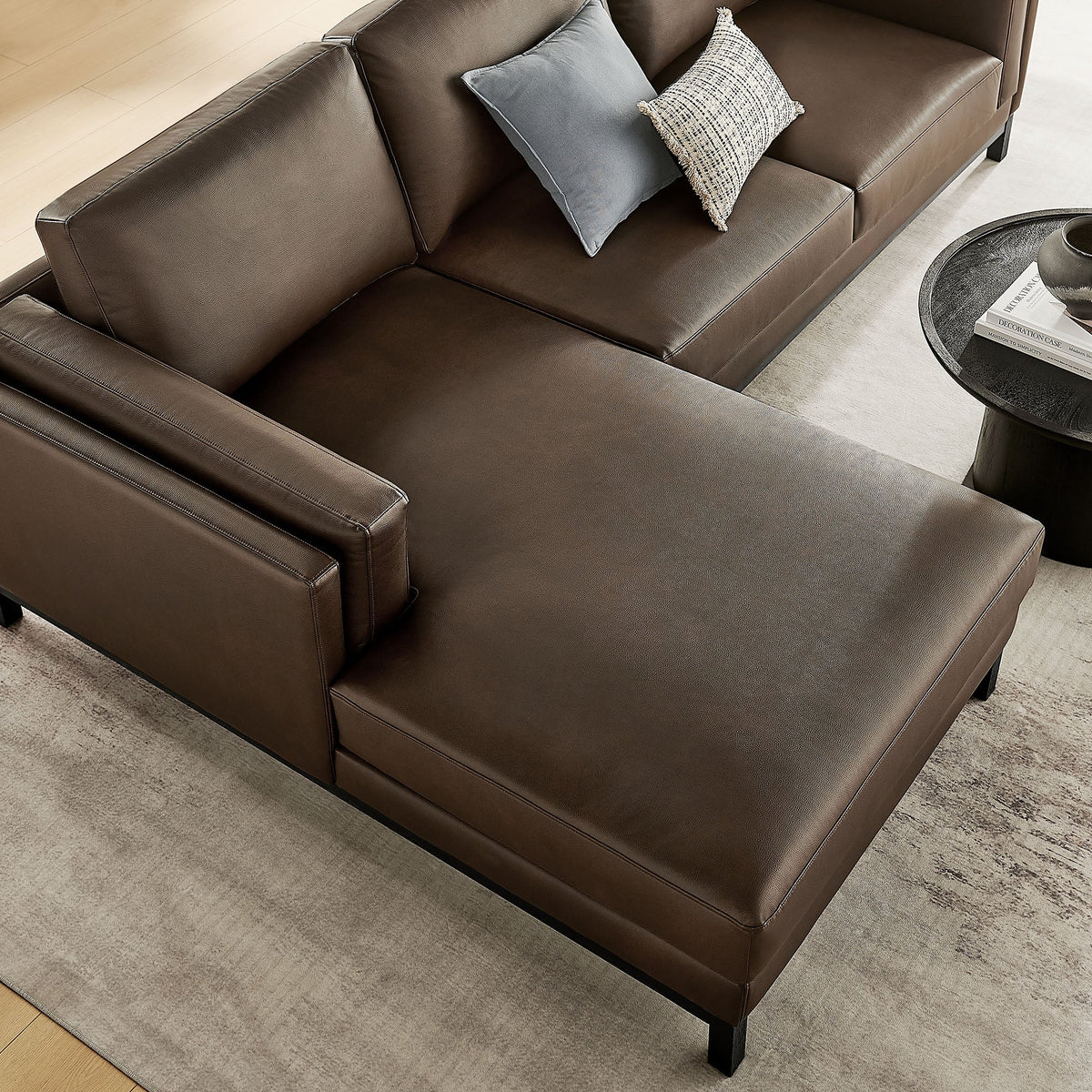 Roscoe Left-Facing Vegan Leather Sectional Sofa with Chaise - view 6