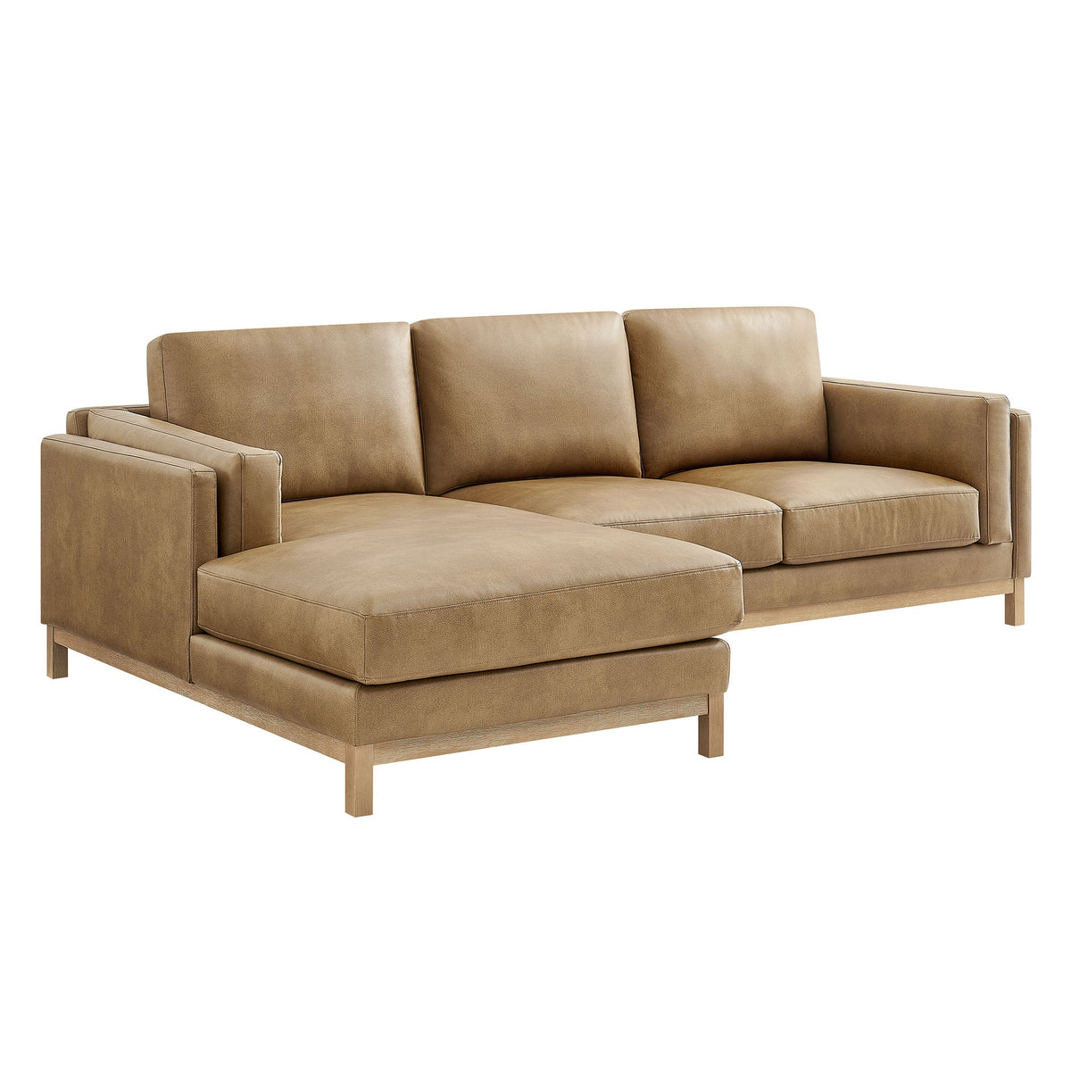 Roscoe Left-Facing Vegan Leather Sectional Sofa with Chaise - view 1