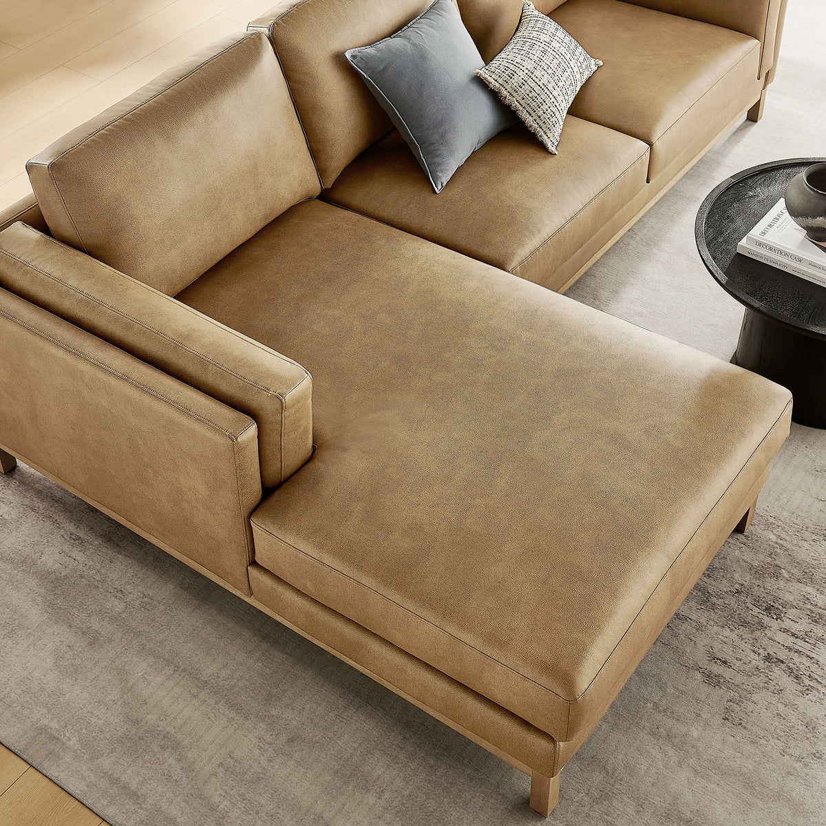 Roscoe Left-Facing Vegan Leather Sectional Sofa with Chaise - view 5
