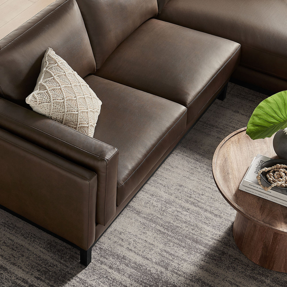 Roscoe Right-Facing Vegan Leather Sectional Sofa with Chaise