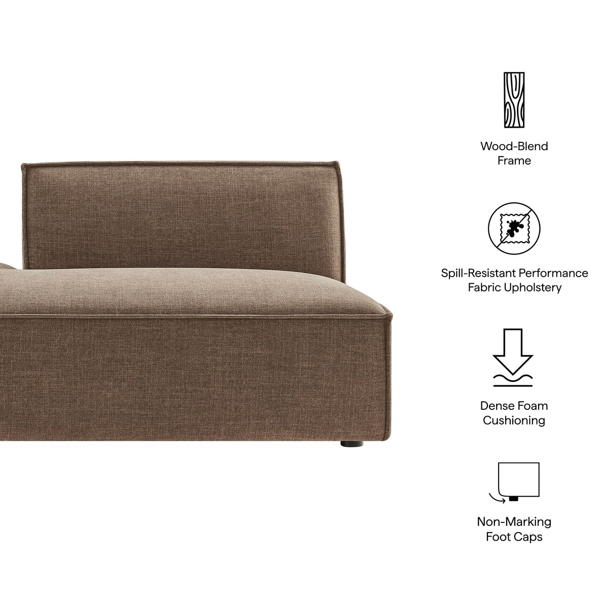 Restore Performance Fabric Upholstered Left-Facing Armless Modular Chaise
