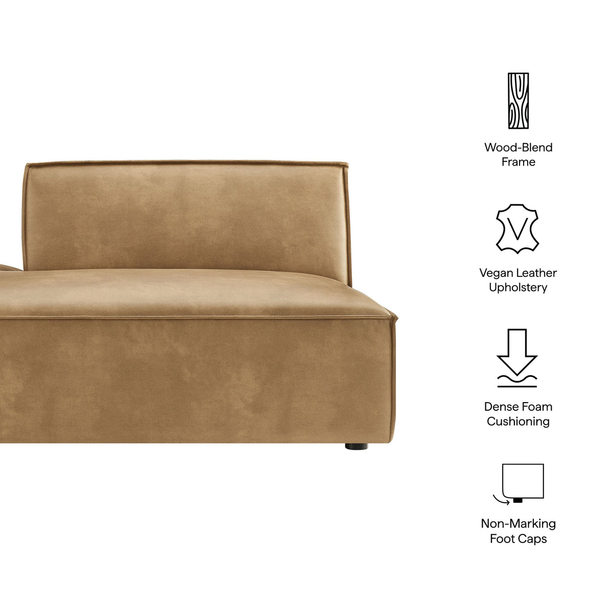 Restore Vegan Leather Left-Facing Armless Modular Chaise