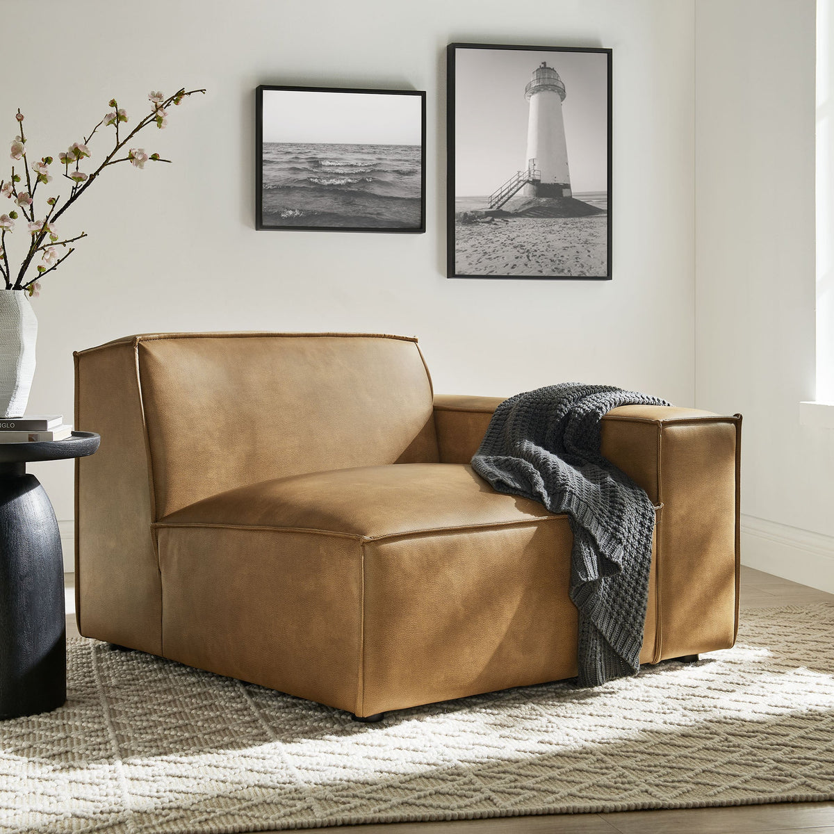 Restore Vegan Leather Right-Facing Modular Lounge Chair