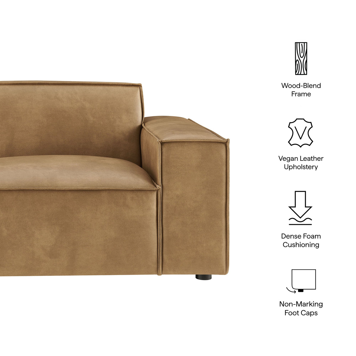 Restore Vegan Leather Right-Facing Modular Lounge Chair