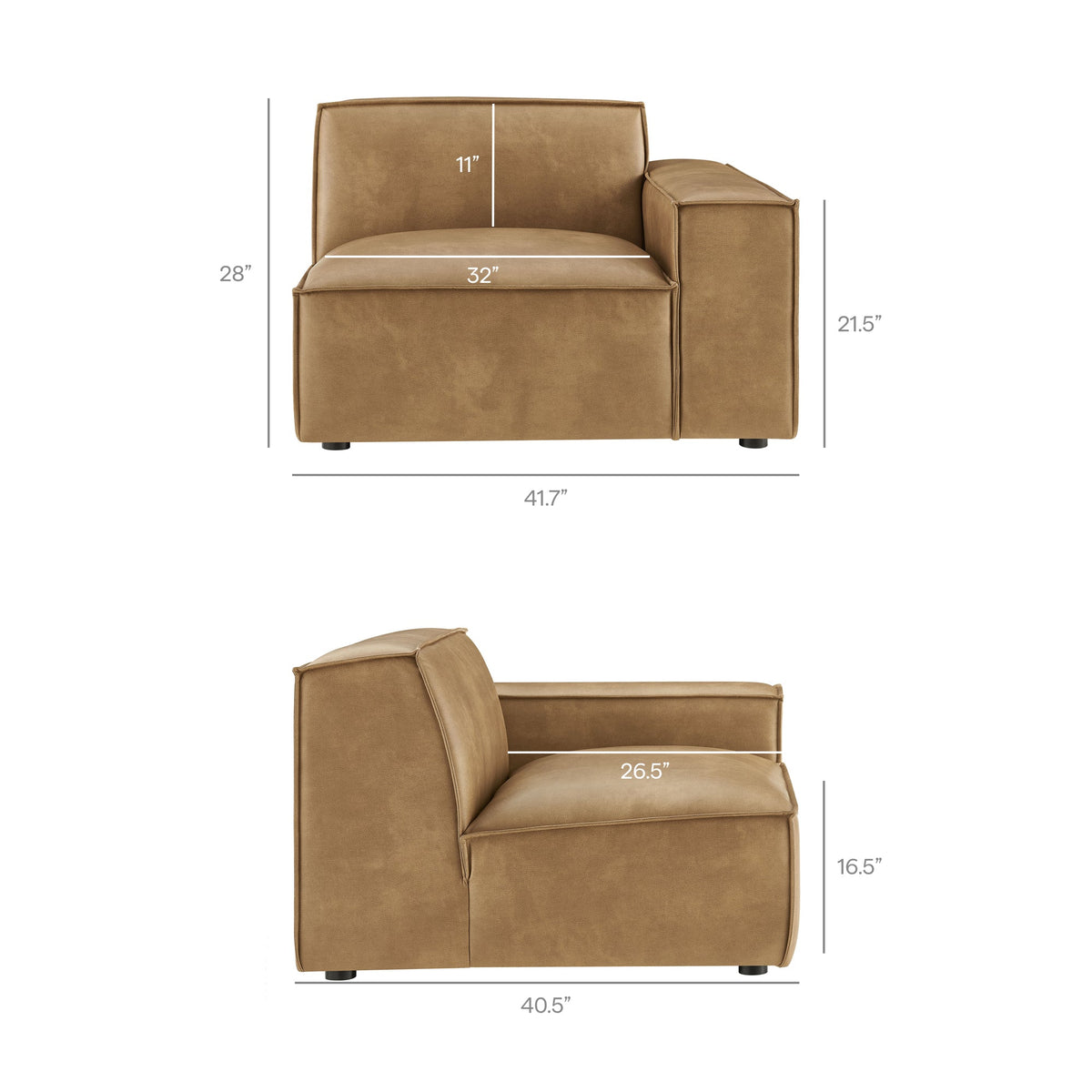 Restore Vegan Leather Right-Facing Modular Lounge Chair