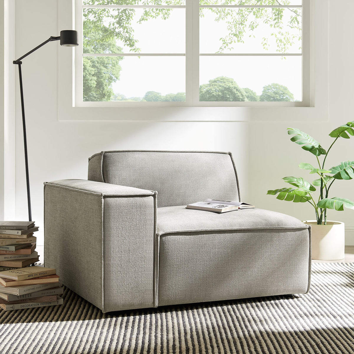 Restore Performance Fabric Upholstered Left-Facing Modular Lounge Chair
