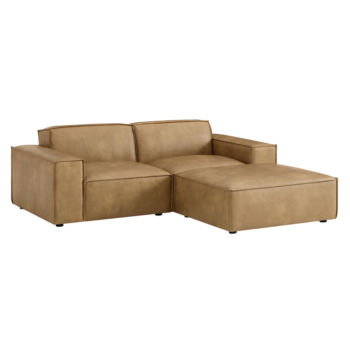 Restore 3-Piece Vegan Leather Modular Loveseat with Ottoman