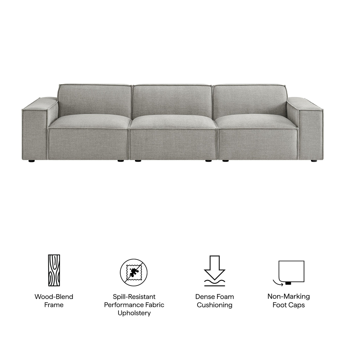 Restore 3-Piece Performance Fabric Upholstered Modular Sofa Set