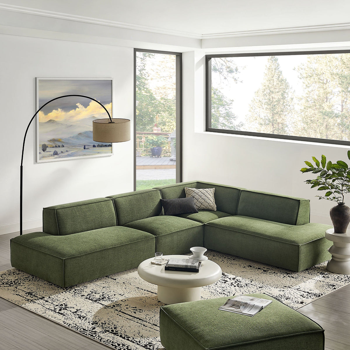 Restore 4-Piece Performance Fabric Upholstered Modular L-Shaped Armless Sectional Sofa