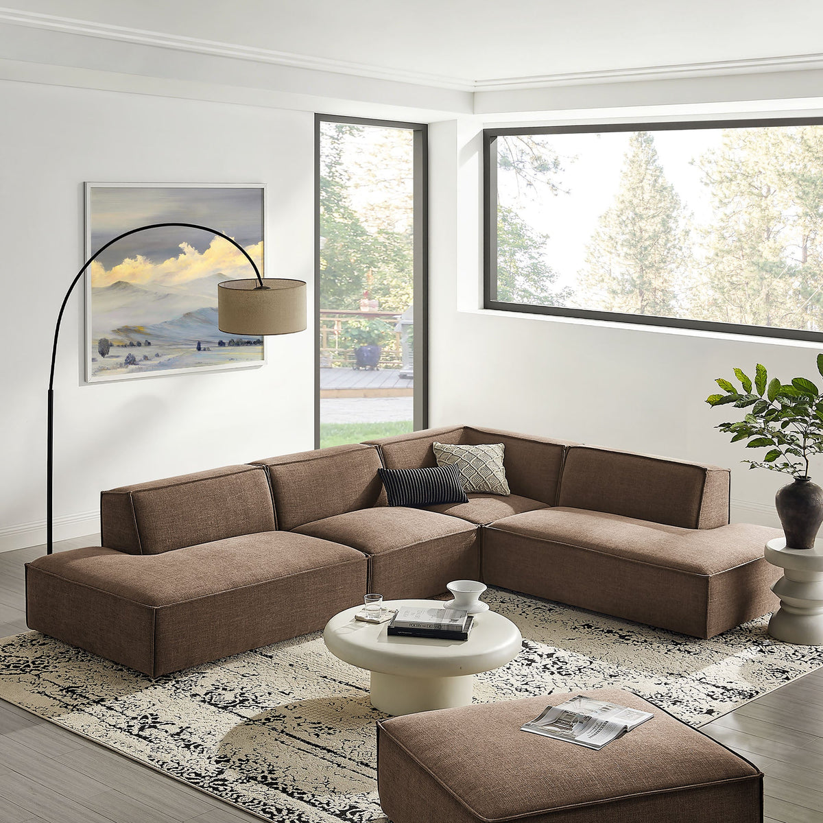 Restore 4-Piece Performance Fabric Upholstered Modular L-Shaped Armless Sectional Sofa