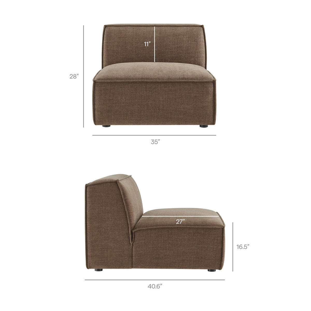 Restore 4-Piece Performance Fabric Upholstered Modular L-Shaped Armless Sectional Sofa