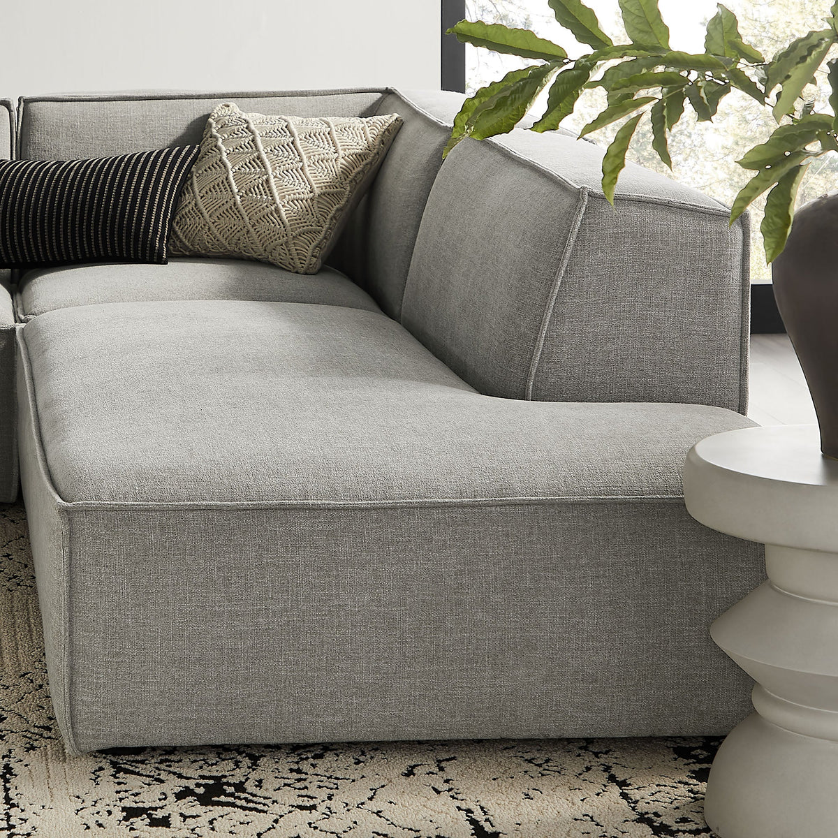 Restore 4-Piece Performance Fabric Upholstered Modular L-Shaped Armless Sectional Sofa