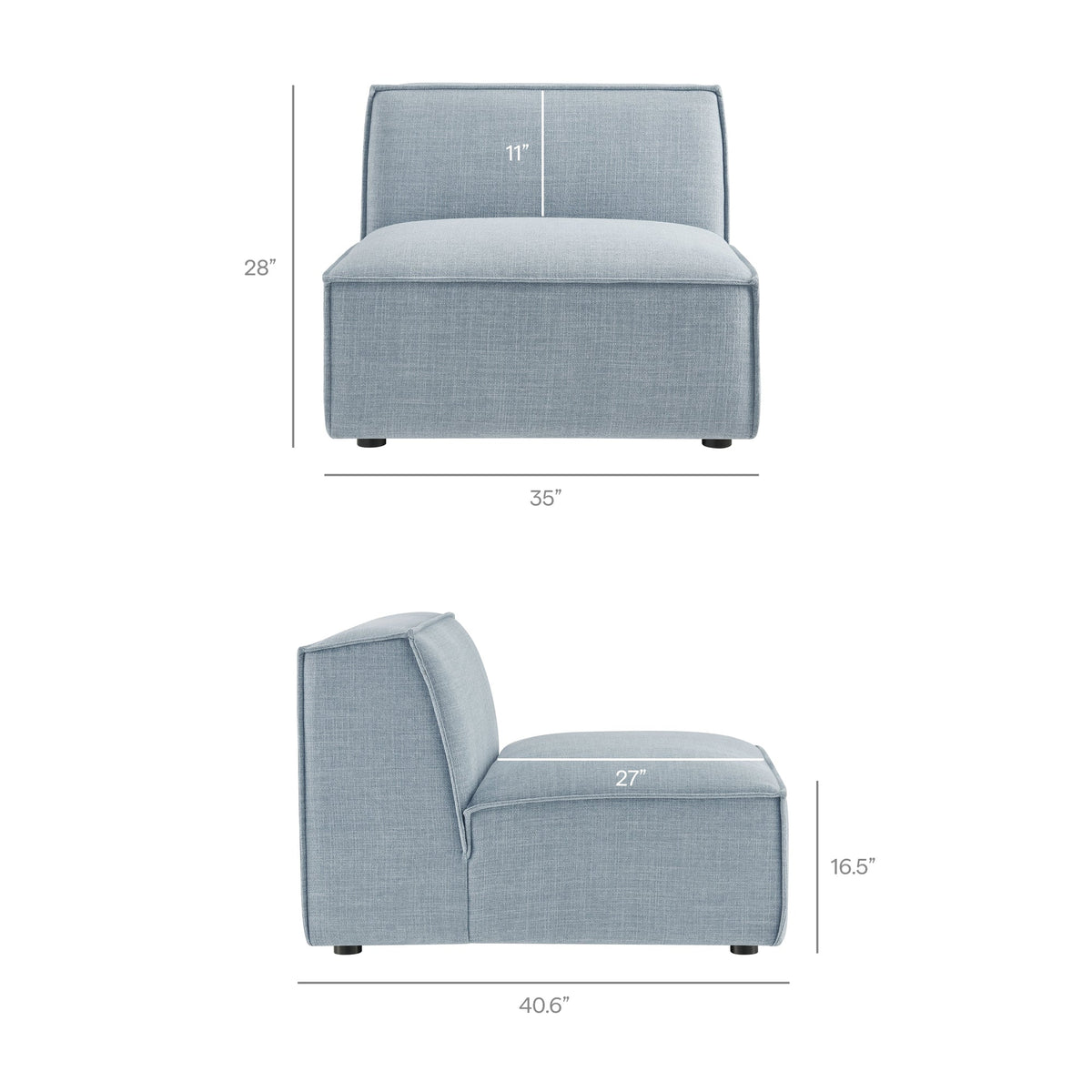 Restore 4-Piece Performance Fabric Upholstered Modular L-Shaped Armless Sectional Sofa