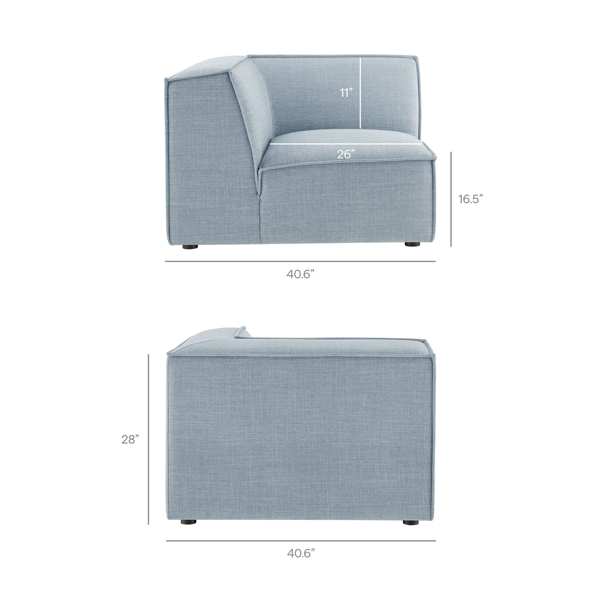 Restore 4-Piece Performance Fabric Upholstered Modular L-Shaped Armless Sectional Sofa