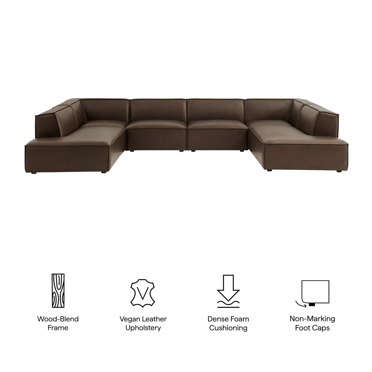 Restore 6-Piece Vegan Leather U-Shaped Armless Sectional Sofa