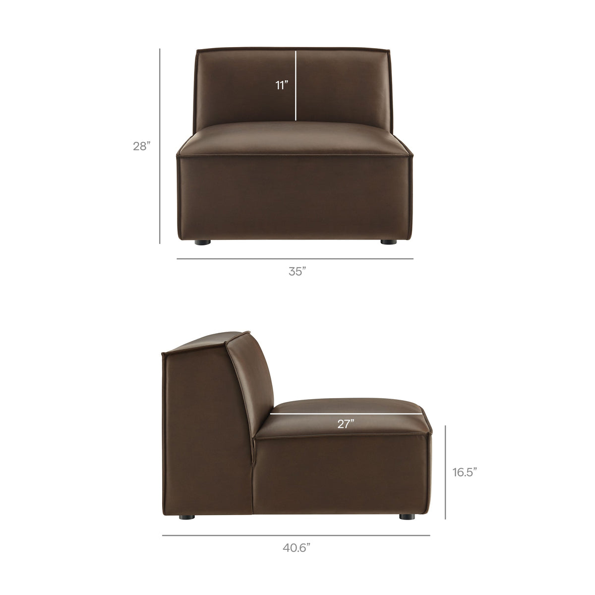 Restore 6-Piece Vegan Leather U-Shaped Armless Sectional Sofa