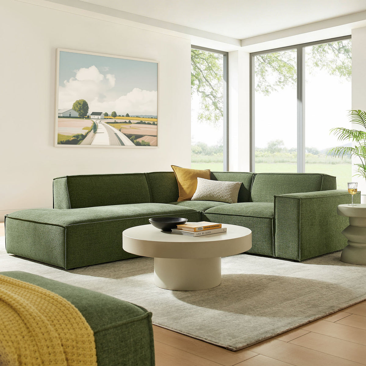 Restore 3-Piece Performance Fabric Upholstered Modular L-Shaped Sectional Sofa