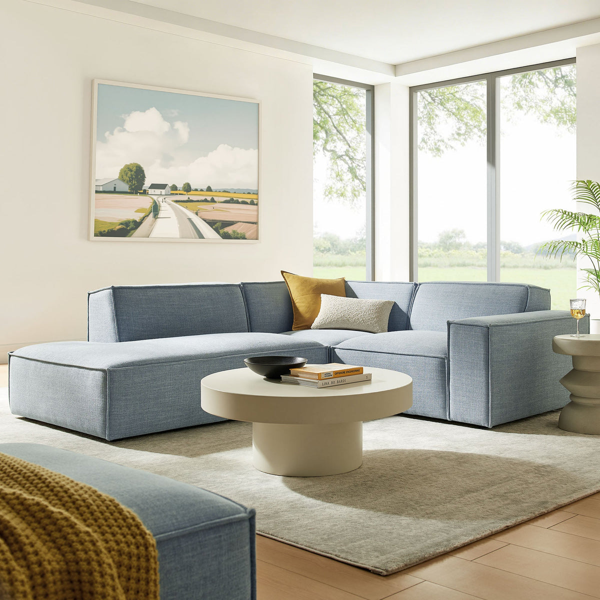 Restore 3-Piece Performance Fabric Upholstered Modular L-Shaped Sectional Sofa