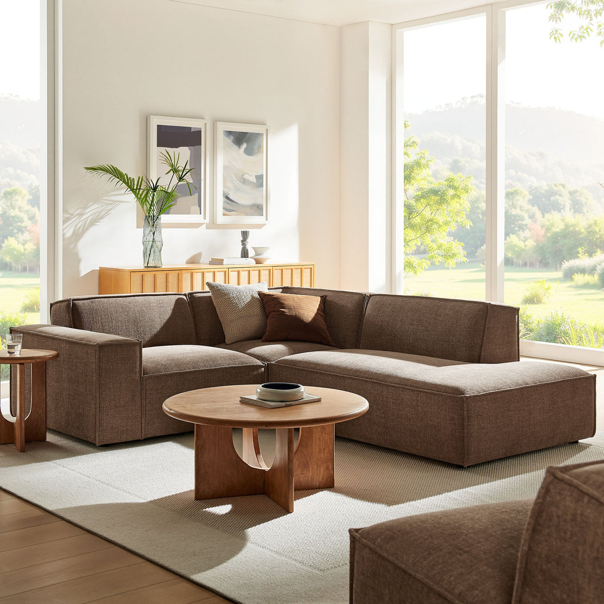 Restore 3-Piece Performance Fabric Upholstered Modular L-Shaped Sectional Sofa
