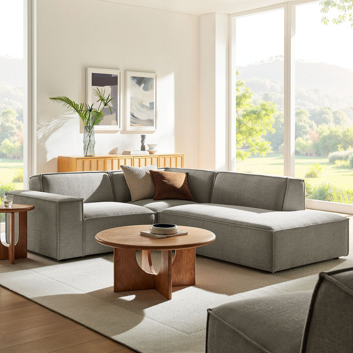 Restore 3-Piece Performance Fabric Upholstered Modular L-Shaped Sectional Sofa