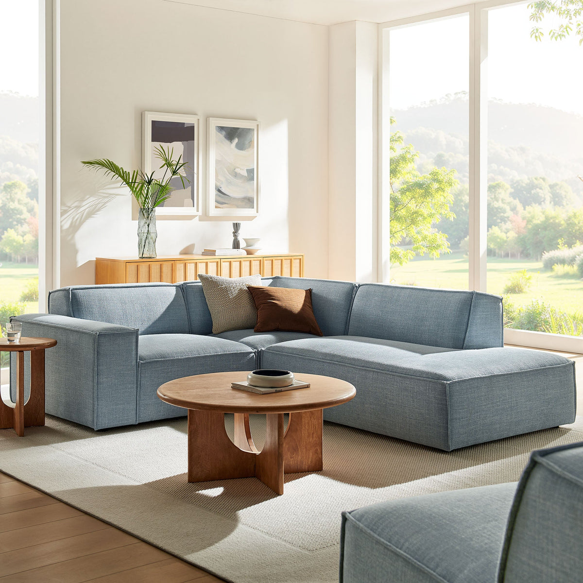 Restore 3-Piece Performance Fabric Upholstered Modular L-Shaped Sectional Sofa