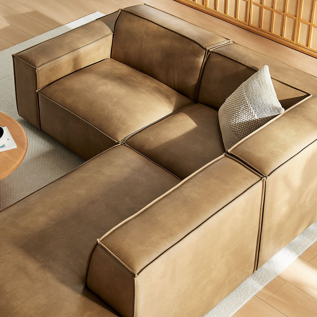 Restore 3-Piece Vegan Leather Modular L-Shaped Sectional Sofa