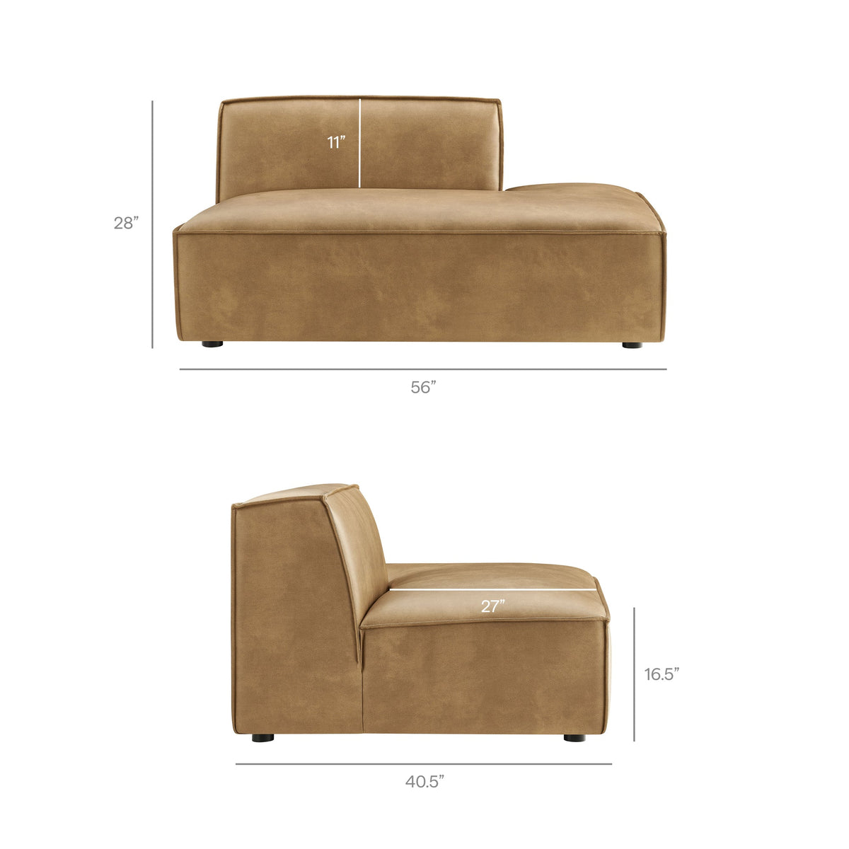 Restore 3-Piece Vegan Leather Modular L-Shaped Sectional Sofa