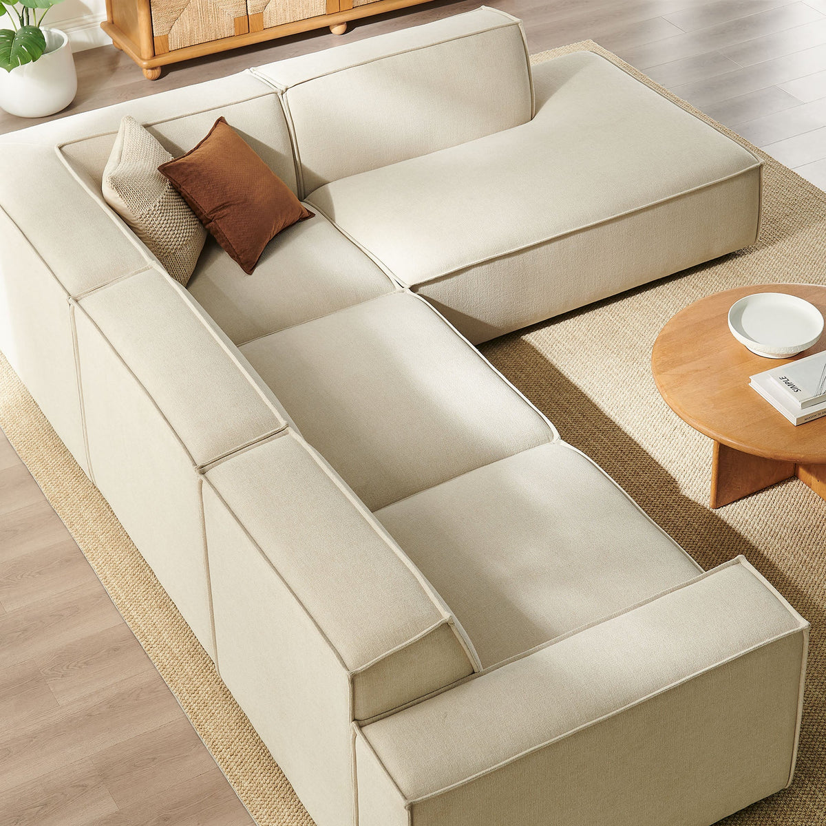 Restore 4-Piece Performance Fabric Upholstered Modular L-Shaped Sofa